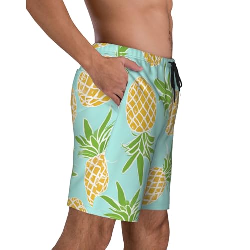 Green Pineapple Print Men's Beach Pants Lightweight Quick-Dry Swim Pants with Mesh Lining for Men3