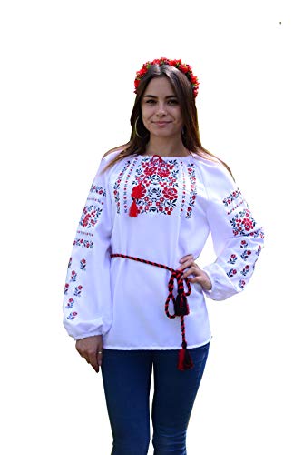 Embroidered Ukrainian Folk Blouse Natural Cotton Traditional Ethnic Style, New White