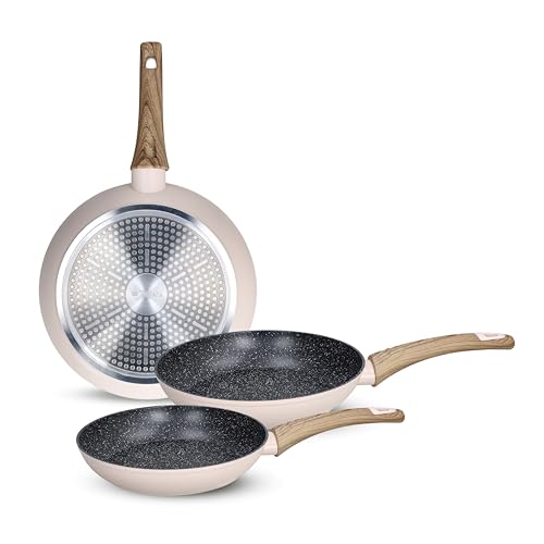 Tognana Vanilla, Set 3 padelle 20/24/28 cm, alluminio, beige