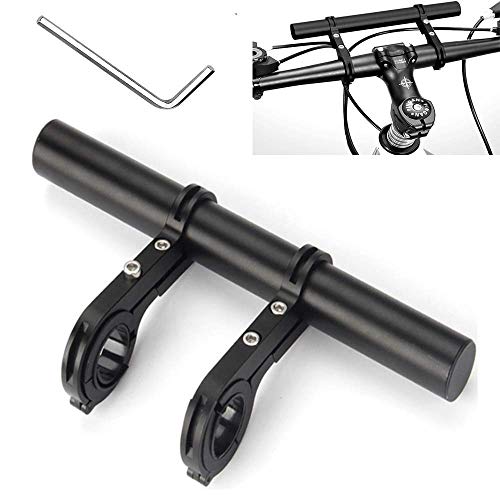 Extensor Manillar Bicicleta Soporte Manillar Movil Extensor Manubrio Bicicleta Extensor de Manillar con Abrazaderas Dobles para Movil, Gps, Cuenta km, Luces, Linterna, Camara, 20cm de Largo