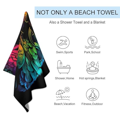 Serviette de plage légère perroquet coloré grand format microfibre douce - 4
