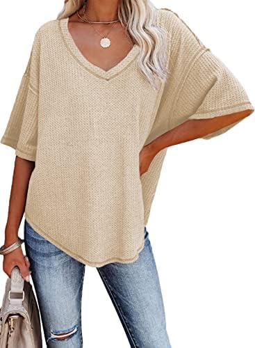 Dokotoo Women’s Causual V Neck Short Sleeve Shirts