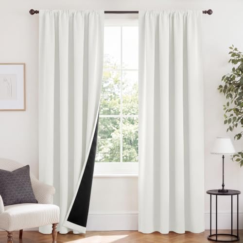 NICETOWN White Blackout Curtains 42 x 84 inches Length 2 Panels