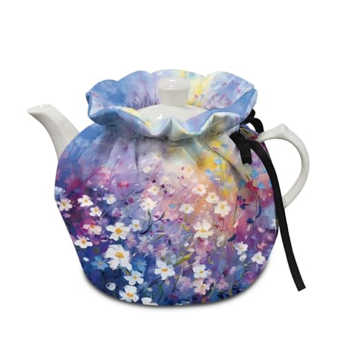Image of Daisy Print Tea Cozies for Teapots Tea Cosy Tea Cover Keep Warm Tea Pot Dust Cover Insulated Kettle Cover for Home Kitchen Decorative Accessories