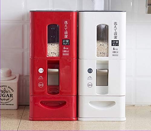 6kg Kitchen rice storage bucket container box automatic rice dispenser bin - (Size: 6kg, Color: White)