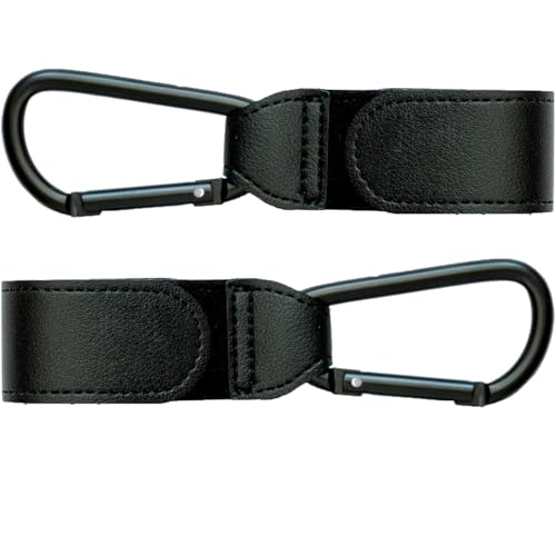 2pcs Black Carabiner Clips - Heavy Duty Buggy Clips Hook for Pram Stroller and Shopping Bags Durable Carabiner Hooks for Easy Attachment