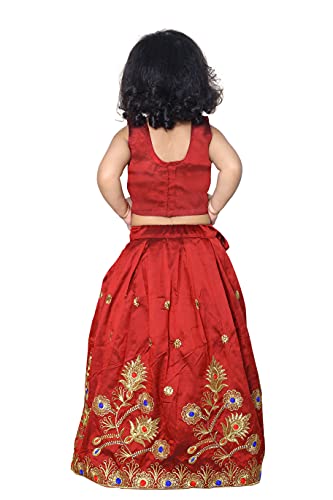 Image of Girl's Tafetta Silk Readymade Lehenga Choli