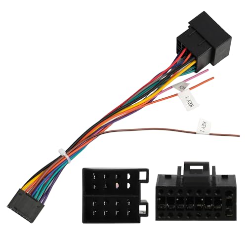 Cable Adaptador de 16 Pines a ISO Para Android Radio de Coche, Cable Enchufe Radio de Coche para Vehículos, Enchufe Estándar ISO con Líneas de Control del Volante y Línea de Control Inverso