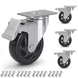 RRIUTO zwenkwielen Heavy Duty 100mm draaiwiel 700KG wielen met schroeven, zwenkwielen set van 4 met rem, zware rolley…