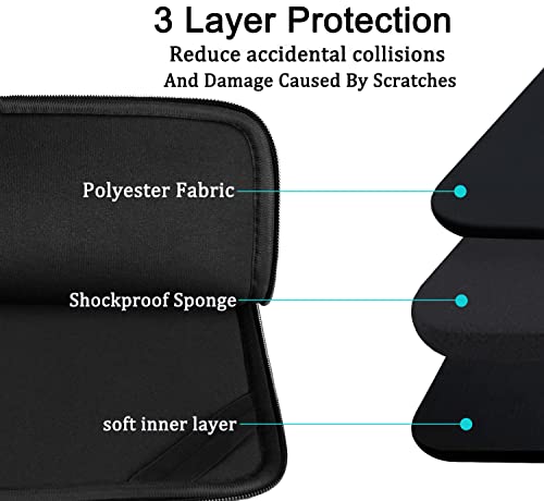 Laptop Case Sleeve 15.6 inch, Durable Shockproof Protective Computer Carrying Cover with Front Pocket, Briefcase Handbags Laptop Sleeve Bag for 15.6 inch HP, Dell, Acer, Asus, Notebook, Black by BOOEUDI - Image 4