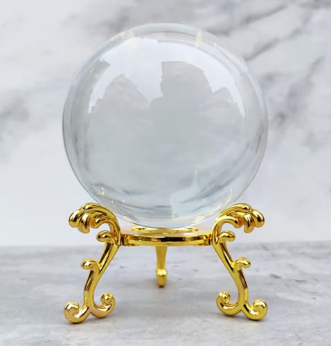 Boule de cristal 80mm avec socle doré pour photo et déco