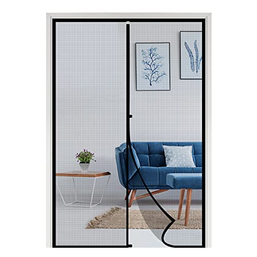 Yotache Porte Moustiquaire à Fermeture Aimantée en Fibre de Verre Maille Ultra Fine Boucle Coupe-vent Anti-Moustiques 100x210cm Noir Cover