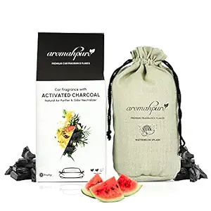 Aromahpure Premium Car Perfume Flakes with Activated Charcoal | Air Purifier with Fresh Fragrances | Watermelon Splash - Watermelon | 100 gm | Car Air Freshener