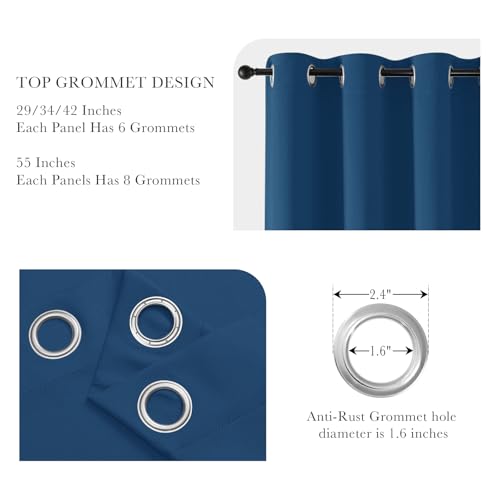 Image of PONY DANCE Small Blackout Curtains for Bedroom - Room Darkening Thermal Insulated Window Draperies for Living Room Kitchen Home Office Bathroom Cafe, Wide 42 x Long 36, Ink Blue, 1 Pair