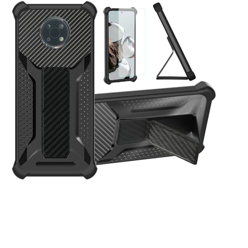 Aroepurt Case for Nokia G300 Phone Case Stand Cover [with Tempered Glass Screen Protector] Hybrid Case [Folding Support Magnetic] [Frosted Anti-Fingerprint] Black