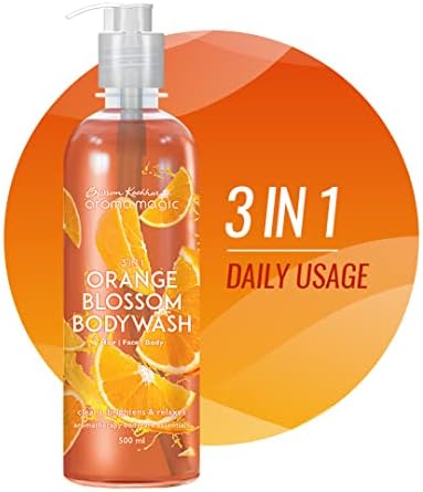 Aroma Magic 3 in 1 Orange Blossom body wash | Nourishes & soothes skin, heals blemishes, treats acne with Apple cider vinegar, orange blossom extract, vitamin E | 500ml