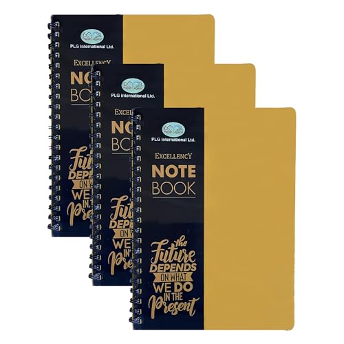 TENLITE A4 Notebook 3 Pack – Elegant Orange Poly Covers, 140 Pages/68 GSM – Premium Twin Wire Bound Writing Pads – Stylish, Durable & Perfect For School, Office, Study or Gift