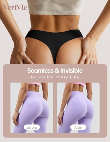 Vertvie Seamless Thongs for Women No Show Thong Panty Liners Invisible Workout Panties Sexy Breathable G-String Underwear3