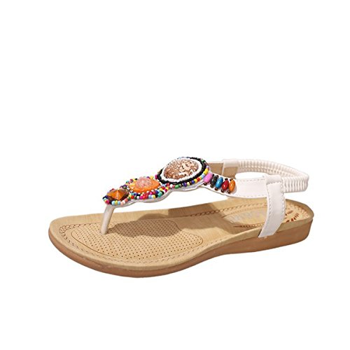 Chaussures de plage perlées à la main et sandales toe clip confort