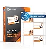 320 Customizable Name Badge Inserts 3.5x2.25 inch | White Printable Name Tag Inserts 2.25x3.5 inch...