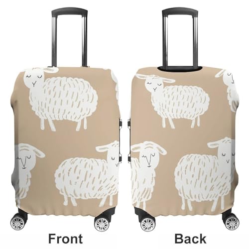 Doodle Style Sheep Luggage Cover, Washable Elastic Suitcase Cover Protector Fit 18-32 Inch Luggage3