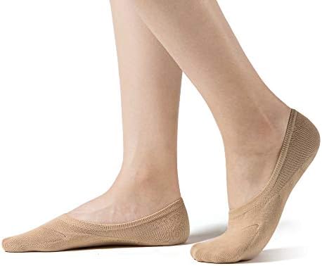 ENHANCED MID-Cut - Reinforced Antibacterial No Show Active SoleHugger Loafer Active SoleHugger Loafer Socks for Women - Guaranteed Non-Slip - Beige (US Shoe 5-7) 4 pairs