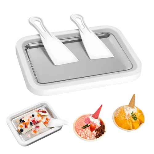 Instant Rolled Ice Cream Maker Icecream Maker Yogurt Countertop Machine 2026 New Stainless Steel Quick-Freezing Tray with 2 Spatulas DIY Fun for Family Activities