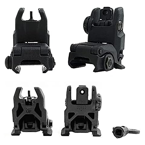 FIRECLUB 2021 Upgrade Version Polymer Front and Rear Sight Flip Up Backup for Mlok Compatible or Keymod Handguard 20mm Rail Cover