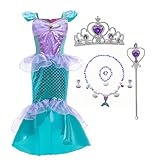 [Qichenk] ドレス 子供 コスプレ プリンセス ドレス ハロウィン ワンピース 女の子 クリスマスサプライズ コスチューム 子供 お姫様ドレス 誕生日 パーティー 七五三祝い 撮影 文化祭 purplegreen 120