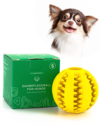 Silberkraft Hundeball mit Noppen zur Zahnpflege - Ø 5 cm - Hundespielzeug aus robustem Naturkautschuk - für kleine Hunde - Kauspielzeug für Leckerli Cover
