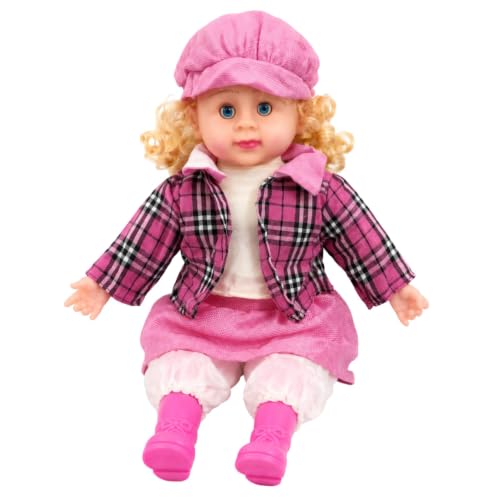 Image of SHAKTISM Poem Doll Small Singing Songs Doll - 50 cm Big Size Musical Plush Soft Doll with Sound, Cute Clothing Doll Toy for Kids & Toddlers, Gift for Girls Age 1-6 Years (Pink Jacket Check)