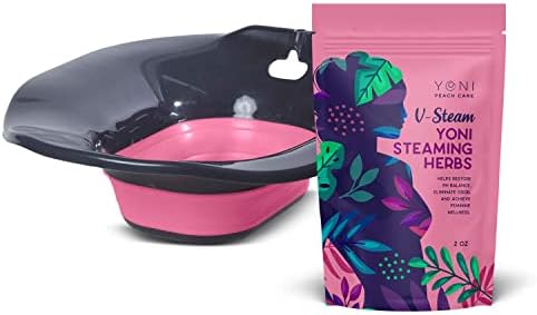 Peach Care Collapsible Sitz Bath Seat & Yoni Steam Herbs- for Over The Toilet Seat, Vaginal Bowl Steamer for Hemorrhoids, Postpartum Care & Perineal Soaking – Natural Herbs for Vaginal Wellness