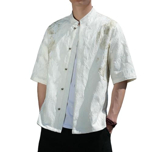 Chemise bouton en cuivre style chinois ample contre la chaleur