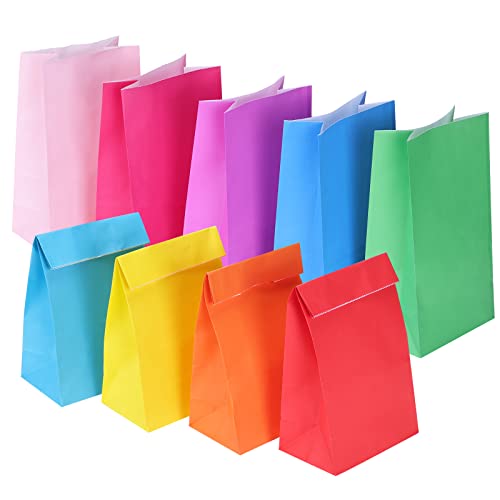 TOMNK 36pcs Paper Party Favor Bags 9 Colors Small Gift Bags 9.2 x 5.2 x 3.2 Wrapped Mini Goodie Bags for Birthday Party Baby Showers Crafts and Activities May Day Wedding(Assorted Colors)
