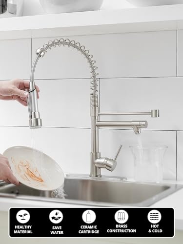 Image of AIMADI Faucet for Kitchen Sink,Commercial Single Handle Single Hole | Pull Down Kitchen Faucet with Deck Plate llaves para fregaderos de cocina