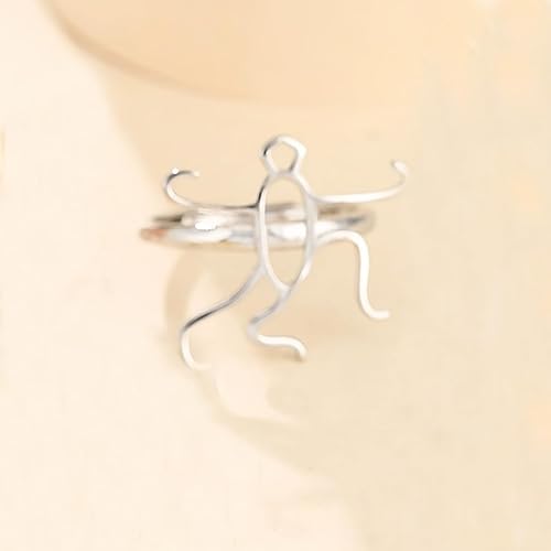 Miniatura 10 de Anillo ajustable de plata de ley 925 con 6 garras de montaje, joyería en blanco, regalo para amigos (color platina), Plata,