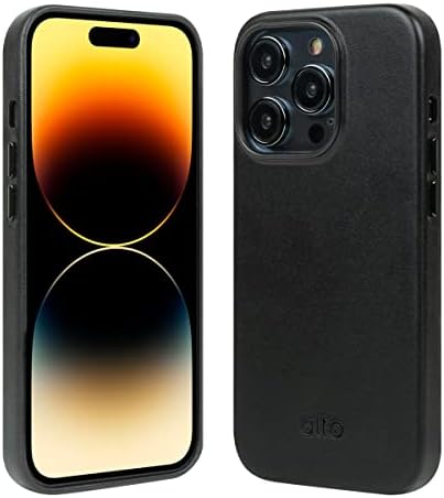 alto Leather Case Designed for iPhone 14 Pro, Original Series Drop Protective Premium Handmade Italian Leather Phone Case (6.1 inch, iPhone 14 Pro, Black)