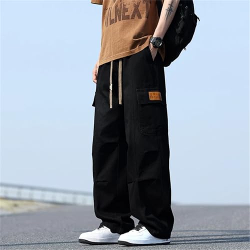 Men Wide Leg Washing Jean Street Trousers Neutral Solid Color Loose Thin Cargo Pants3