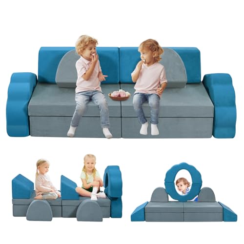 nmoiww Canapé pour Enfants, canapé pour Enfants avec Blocs de Mousse, canapé modulable Pliable Multi-Styles, pour Espace de Couchage et Salle de Jeux pour...