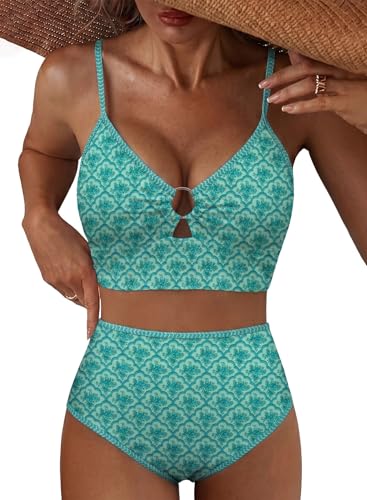 Herseas Womens Modest Bikini Sets 2 Piece Padded Swimsuits High