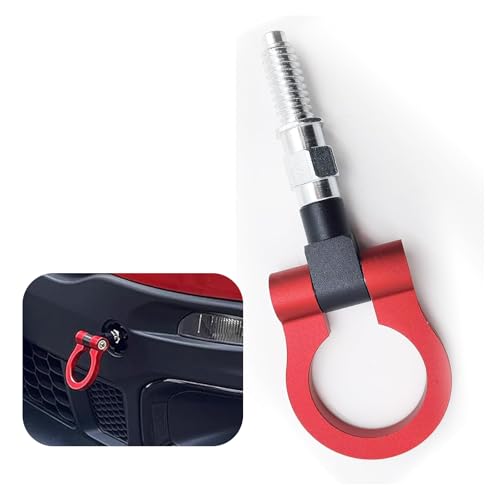 Arwrilt Car Front Bumper Tow Hook, Racing Track Style Trailer Ring Hook, Alloy Durable Cars Screw-on Tow Hook, Fit for 97-06 BMW 3-5-7 Series, 03-14 Mini Cooper and Most European Cars (Red)