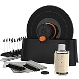 HumminGuru EZ Record Washer, Manual Vinyl Record Cleaner Machine with Easy Spin & Watertight Label Clamp, Record Cleaning Kit with Gentle Goat-Hair Brushes, Alcohol-Free LP Fluid, Drying Rack & Cloth