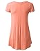 URBANCLEO Womens V-Neck Elong Tunic Top Mini T-Shirt Dress Peach XLarge