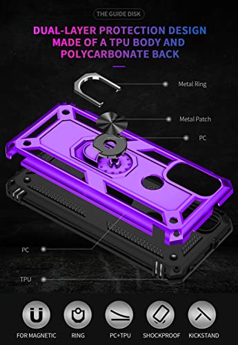 Androgate For Moto G Pure Case, Motorola Moto G Power 2022/ Moto G Play 2023 Case With Hd Screen Protector, Military-Grade Ring Holder Car Mount 16Ft Drop Tested Protective Cover Phone Case, Purple #TOP7