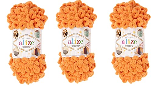 Loop Yarn Alize Puffy Big Loop Baby Blanket Yarn Lot Of 3Skn 300Gr 30Yds 100% Micropolyester Soft Yarn Hand Knitting Yarn Super Chunky Bulky Woven Worested Yarn (336) #TOP8