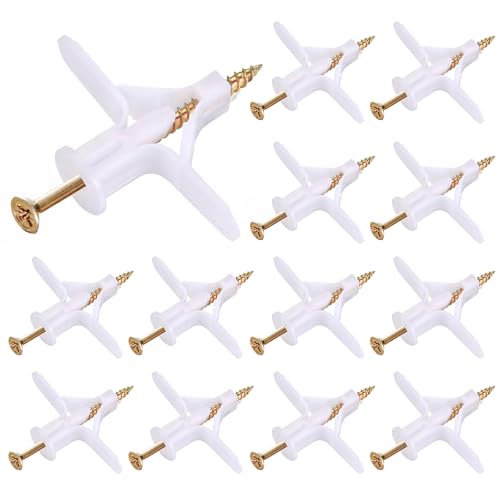 100 Plasterboard Fixings Plaster Board Screws and Wall Plugs Set 50 Anchor 50 Screws Drywall Anchor Heavy Duty Expansion Tube Drywall Plugs Plasterboard Fixings Heavy Duty for TV Wall Brackets （Small）