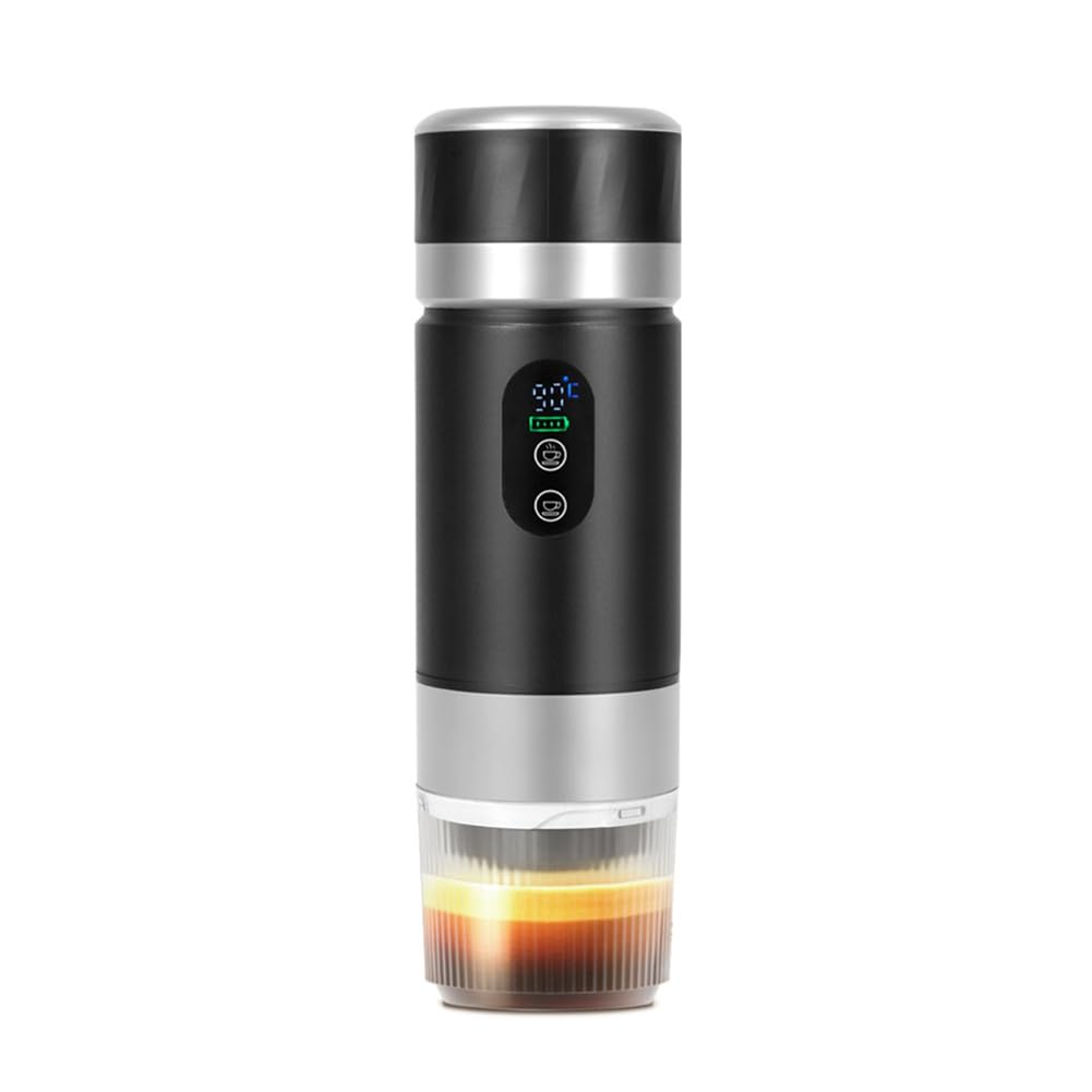 Vjsujehgy Portable Coffee Machine 20bar Self-Heating Espresso Coffee Maker 80ml for Travel Ground& Capsule Compatible B