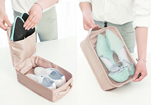 Vercord 8 Set Travel Packing Pods Luggage Organizers Cubes With Laundry Bags Accessories, Creamy White #TOP5