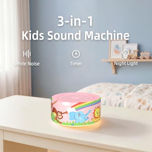 Image of Kipcush White Noise Machine for Baby & Adults, Sleep Sound Machine with 30 Soothing Sounds, 8-Color Night Light, Memory Function, White Noise for Sleeping, Nursery, Office, Travel, Relaxation