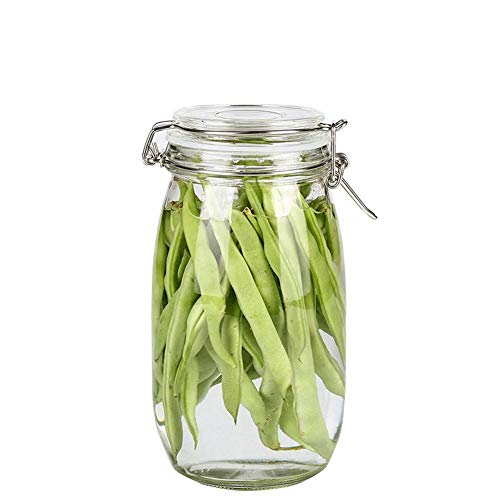 Ash & Roh® - Clear Glass Jar And Container With Air Tight Lid Storage of Spices and Dry Fruit (1500 ML ROUND, 6)